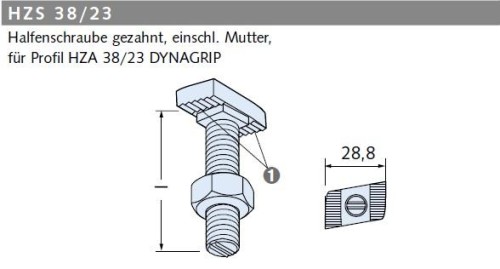 Halfenschraube HZS 38/23 | Galvanische Sonderbeschichtung 