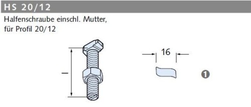Halfenschraube HS 20/12 | Galvanische Sonderbeschichtung 