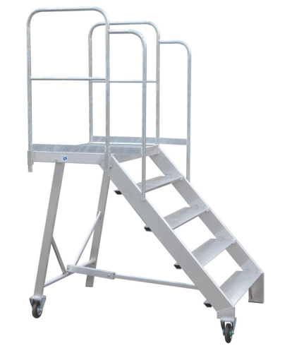 MÜBA Alu-Podesttreppe mit Geländer | 125 cm 