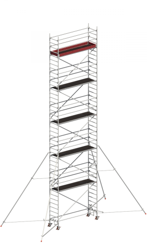 Layher 1401150 Uni Standard Alu-Rollgerüst mit Gerüststützen 5 m | AH 12,20 m (P2) 12,20 | 10,20