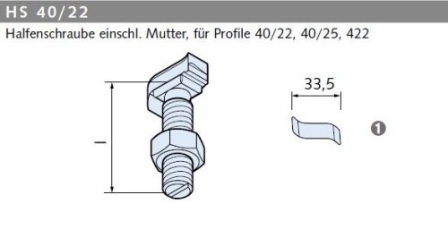 Halfenschraube HS 40/22 | M12 x 30 | FV 4.6 M12 | 30 | feuerverzinkt