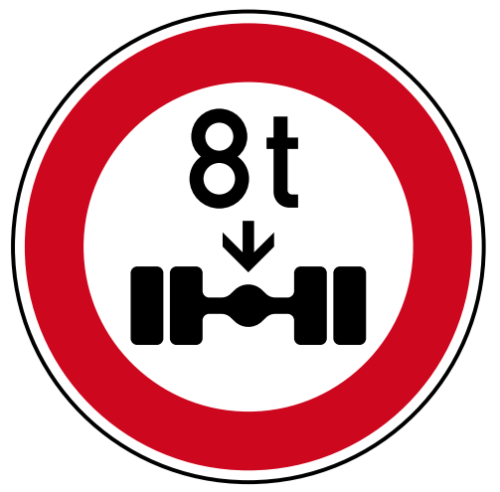 StVO-Verkehrszeichen VZ 263-x Verbot für KFZ ü. angeg.Achsl. | RA3-Ø600-A 