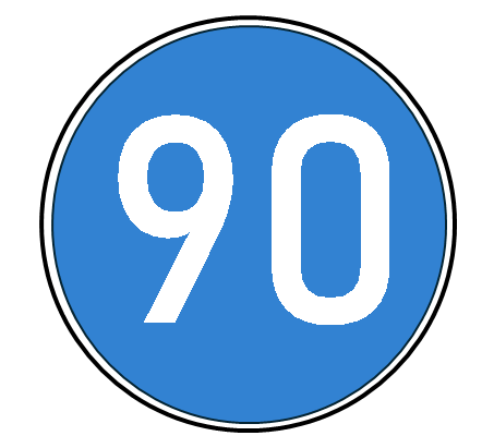 StVO-Verkehrszeichen VZ 275-90 Vorgeschriebene Mindestgeschwindigkeit 90 km/h | RA2-Ø600-3mm 