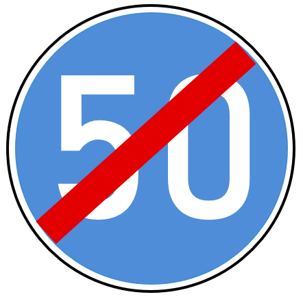 StVO-Verkehrszeichen VZ 279-50 Ende der vorgeschriebenen Mindestgeschwindigkeit 50 km/h | RA2-Ø750-3mm 