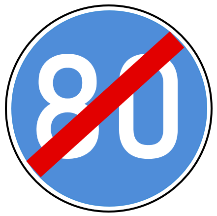 StVO-Verkehrszeichen VZ 279-80 Ende der vorgeschriebenen Mindestgeschwindigkeit 80 km/h | RA2-Ø750-3mm 