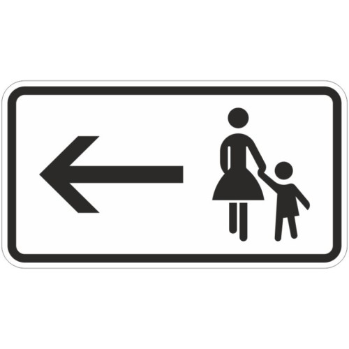Verkehrszeichen 1000-12 | Fußgänger Gehweg gegenüber benutzen, linksweisend 