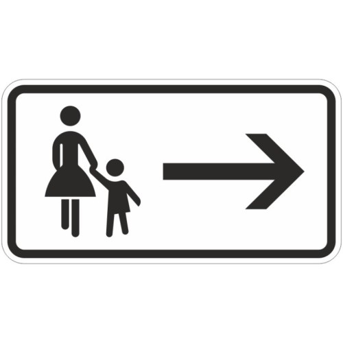 Verkehrszeichen 1000-22 | Fußgänger Gehweg gegenüber benutzen, rechtsweisend 
