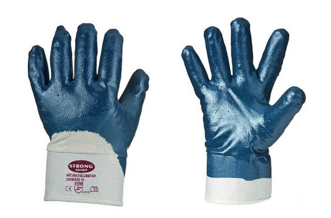 Arbeitshandschuh Nitril blau mit Stulpe 