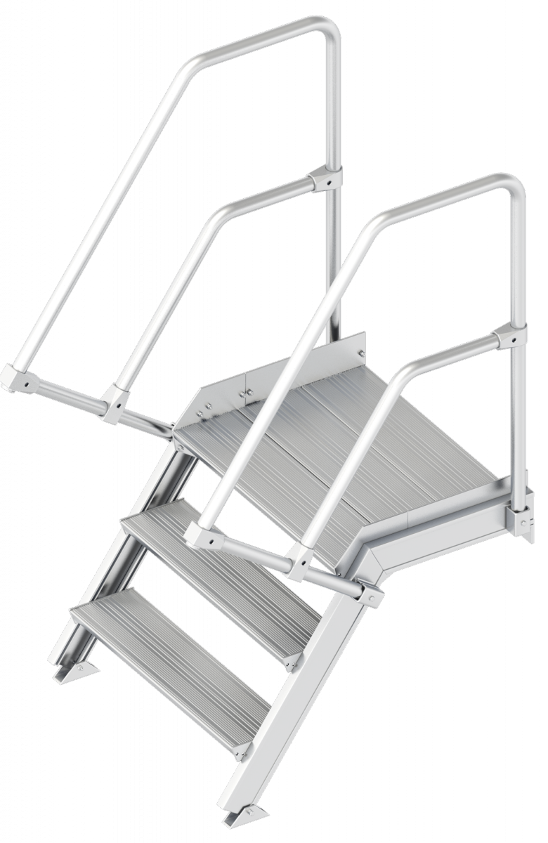 Layher Alu-Treppe mit Plattform 112 | 0,80 m breit (55°) 