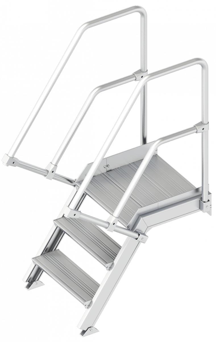 Layher Alu-Treppe mit Plattform 112 | 0,60 m breit (55°) 