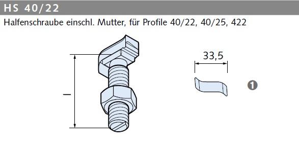 Halfenschraube HS 40/22 | M12 x 50 | FV 4.6 M12 | 50 | feuerverzinkt