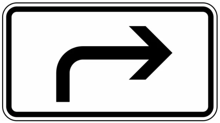 StVO-Verkehrszeichen VZ 1000-21 Gefahrenstelle rechtsweisend | RA1 | 330x600 | 2mm 