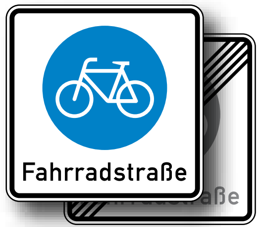 StVO-Verkehrszeichen VZ 244.1-40 Beg./Ende Fahrrad | RA1-420x420D-3mm 