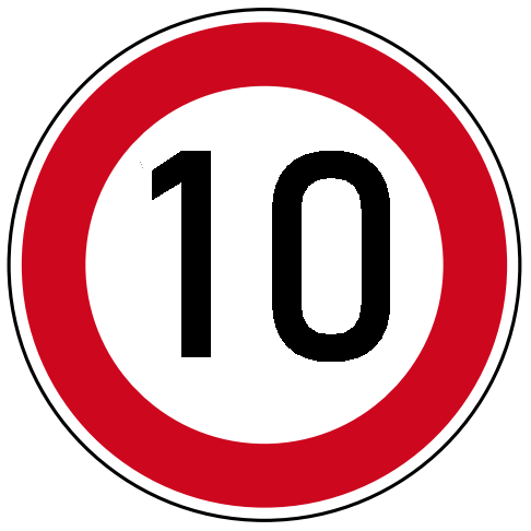 StVO-Verkehrszeichen VZ 274-10 Zulässige Höchstgeschwindigkeit 10 km/h | RA1 | Ø600 | 2mm 
