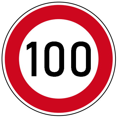 StVO-Verkehrszeichen VZ 274-100 Zulässige Höchstgeschwindigkeit 100 km/h | RA1-Ø750-3mm 