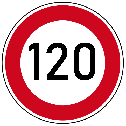 StVO-Verkehrszeichen VZ 274-120 Zulässige Höchstgeschwindigkeit 120 km/h | RA2 | Ø600 | 2mm 