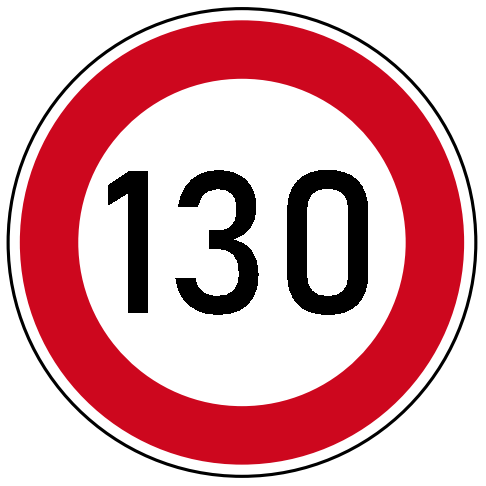 StVO-Verkehrszeichen VZ 274-130 Zulässige Höchstgeschwindigkeit 130 km/h | RA3-Ø750-3mm 
