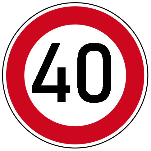 StVO-Verkehrszeichen VZ 274-40 Zulässige Höchstgeschwindigkeit 40 km/h | RA3 | Ø600 | 2mm 