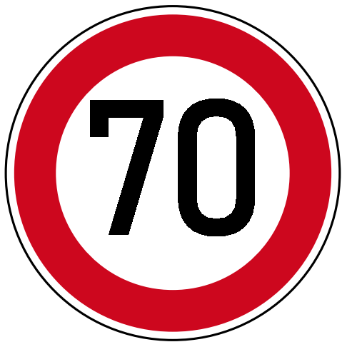 StVO-Verkehrszeichen VZ 274-70 Zulässige Höchstgeschwindigkeit 70 km/h | RA1-Ø420-A 