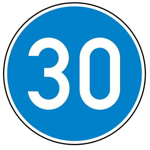 StVO-Verkehrszeichen VZ 275-30 Vorgeschriebene Mindestgeschwindigkeit 30 km/h | RA1-Ø750-3mm 