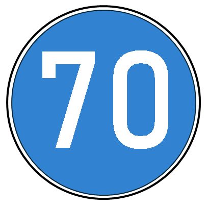 StVO-Verkehrszeichen VZ 275-70 Vorgeschriebene Mindestgeschwindigkeit 70 km/h | RA2-Ø600-A 