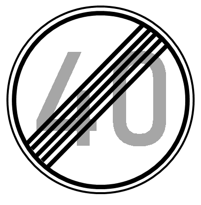 StVO-Verkehrszeichen VZ 278-40 Ende der zulässigen Höchstgeschwindigkeit 40 km/h | RA2-Ø420-A 