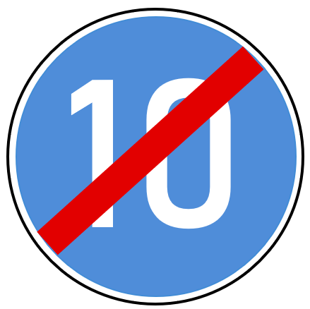 StVO-Verkehrszeichen VZ 279-10 Ende der vorgeschriebenen Mindestgeschwindigkeit 10 km/h | RA3-Ø750-3mm 