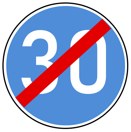 StVO-Verkehrszeichen VZ 279-30 Ende der vorgeschriebenen Mindestgeschwindigkeit 30 km/h | RA3 | Ø750 | 2mm 