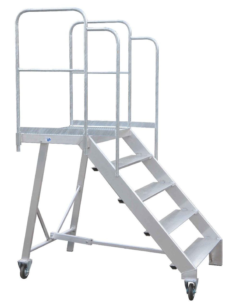 Alu-Podesttreppe mit Geländer | Standhöhe: 1,25 m 