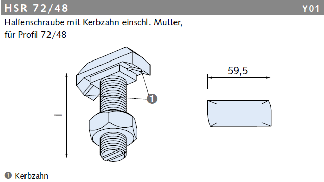 Halfenschraube HSR 72/48 | M20 x 75 | FV 8.8 